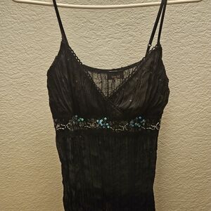 Elegant Black Sequin Tank Top